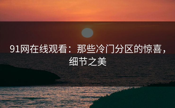91网在线观看：那些冷门分区的惊喜，细节之美