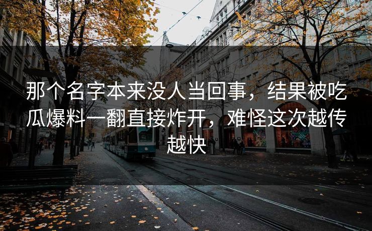 那个名字本来没人当回事，结果被吃瓜爆料一翻直接炸开，难怪这次越传越快