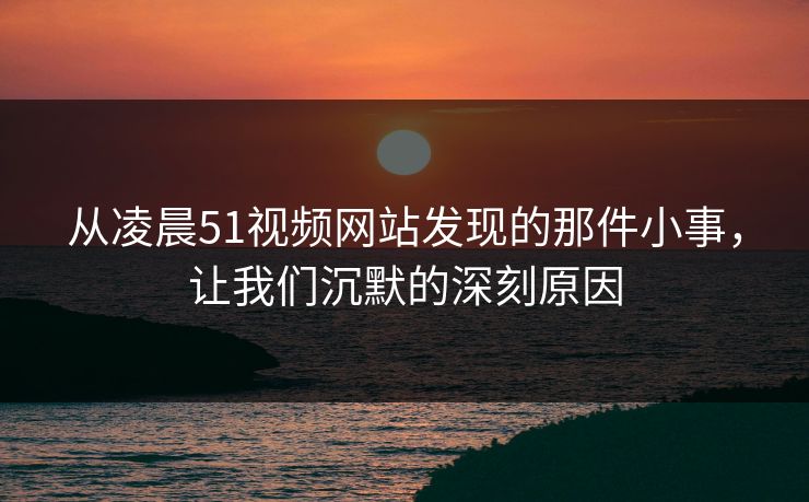 从凌晨51视频网站发现的那件小事，让我们沉默的深刻原因