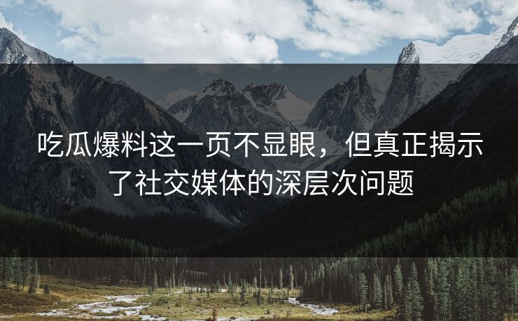 吃瓜爆料这一页不显眼，但真正揭示了社交媒体的深层次问题
