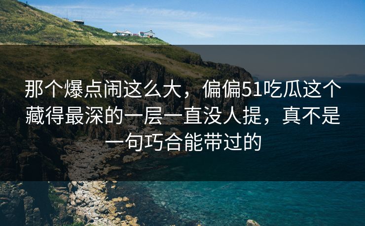 那个爆点闹这么大，偏偏51吃瓜这个藏得最深的一层一直没人提，真不是一句巧合能带过的