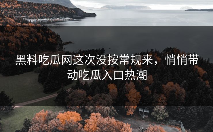 黑料吃瓜网这次没按常规来，悄悄带动吃瓜入口热潮